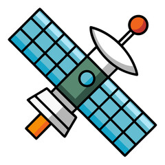 Space Satellite Icon,  Simple Vector Illustration Aerospace Branding . Perfect for Technology, Orbit, and Communication Designs
