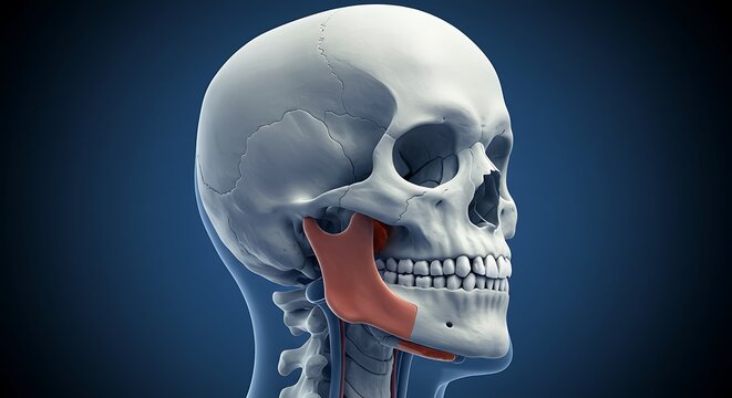 Human skull masseter muscle illustration