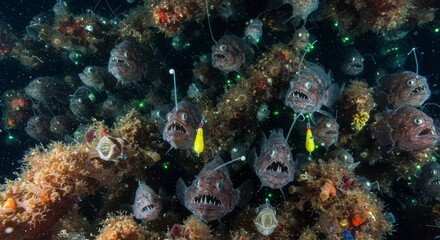 A captivating congregation the anglerfish city a hidden world beneath the waves teeming community predator