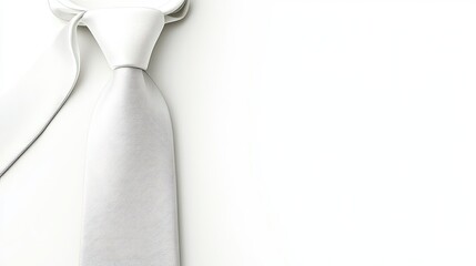White silk necktie on white background.