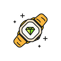 Rose Gold Watch Icon with Leather Strap Design.