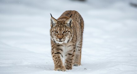 Magnificent Lynx Striding Through the Snowy Wilderness - Wildlife Portrait