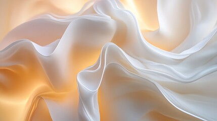Abstract background of flowing, creamy white and beige fabric.