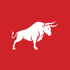 Powerful White Bull Silhouette Vector Illustration - Fierce Animal Design for Branding, Logos, and More