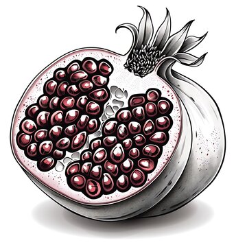 recommend clip art: Fresh pomegranate fruit illustration black outline high resolution photo