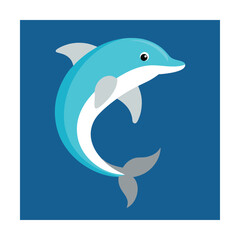 Fototapeta premium Vector illustration of a stylized cartoon dolphin with shades of blue and gray colors.