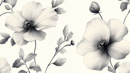 Elegant monochrome floral design pattern.