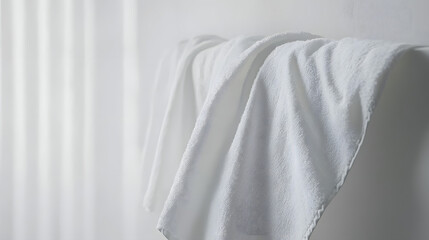 Fototapeta premium close up of a white towel bathroom on white background