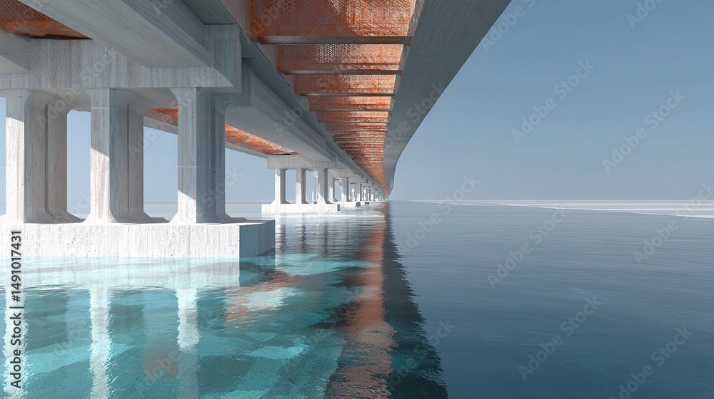 Poster 3D Model of Bridge Architecture with Cross Section Detailing