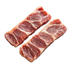 Obraz premium Three Slices of bacon Isolated on transparent background, cutout