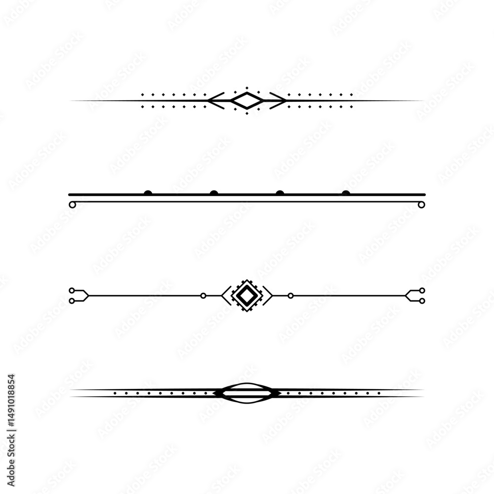 Poster set black simple line collection doodle border elements vector design style sketch isolated illustra