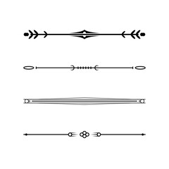 Set Black Simple Line Collection Doodle Border Elements Vector Design Style Sketch Isolated Illustration For Banner