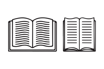 Open Book Line Art Vector Minimal Reading Icon Illustration