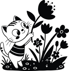 Obraz premium cat and butterfly