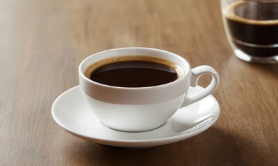 Obraz premium Aromatic Cup of Coffee on Wooden Table