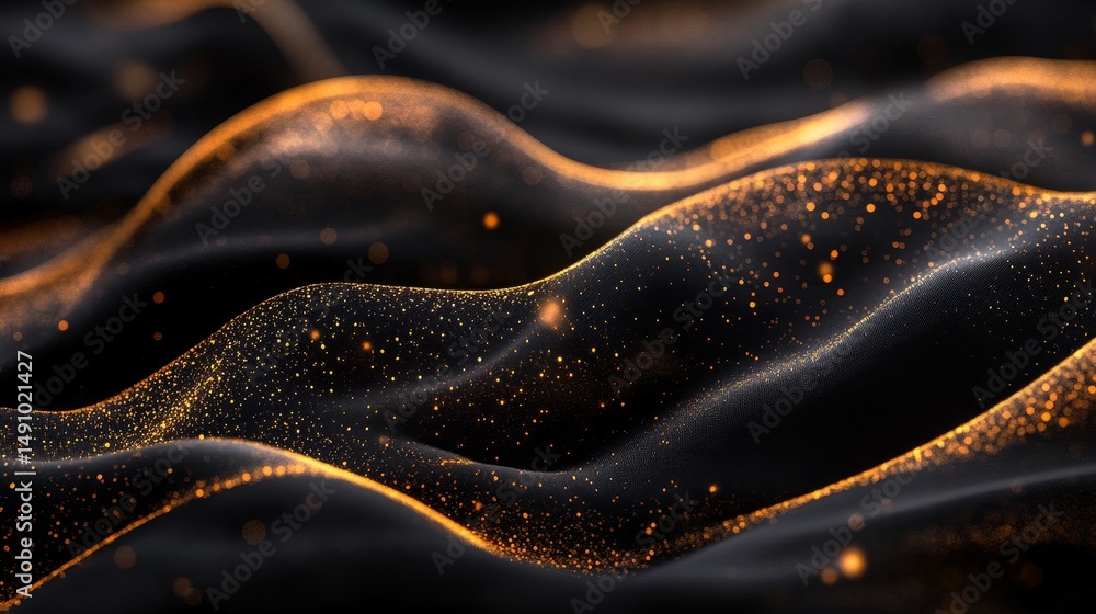 Fototapete Dynamic abstract design with shimmering gold particles.