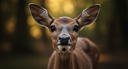 Fototapeta premium Captivating Close-Up of a Young Deer in its Natural Environment