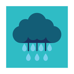 Simple vector illustration of a dark cloud with raindrops representing rainy weather