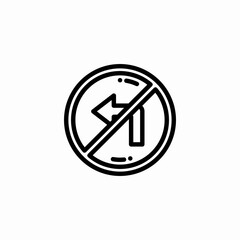 no left turn restriction icon sign vector