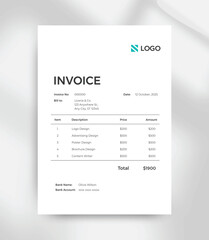 Simple Business Invoice Template  A4 Printable & Editable Design