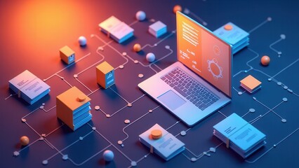 Obraz premium Document Management System (DMS). Internet Technology Concept.Automation software to archiving and efficiently manage and information files..