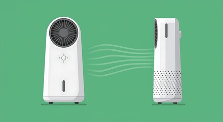 Stylized illustration showcasing modern evaporative air cooler for home comfort