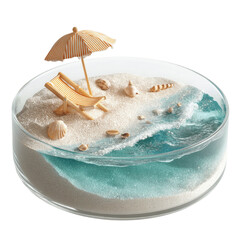 Miniature Beach Scene in Glass Bowl Summer