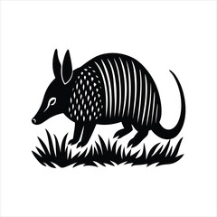 Armadillo Animal Silhouette in Grass Design