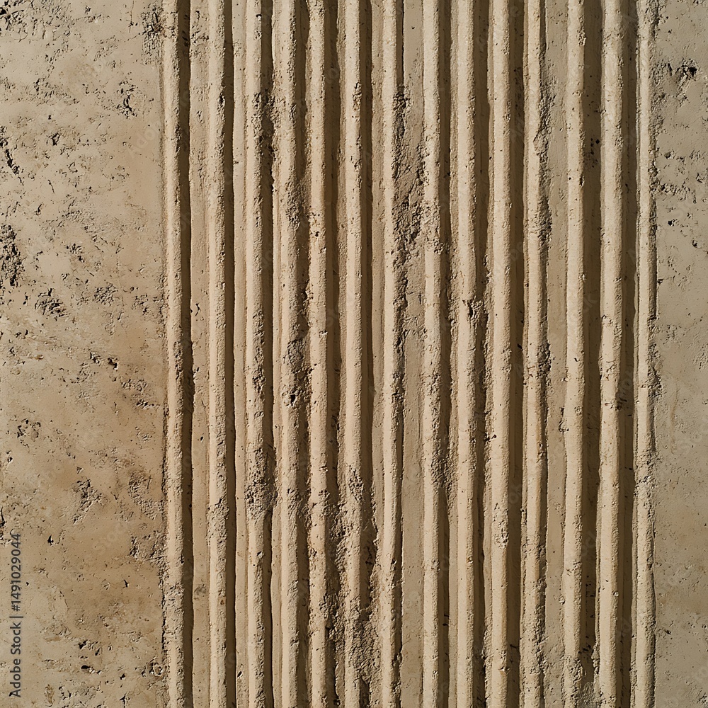 Poster textured surface with vertical grooves and rough patches, perfect for architectural design and creat