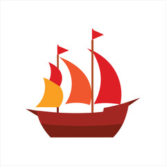 Classic Sailing Ship Logo Clipart Vector Illustration