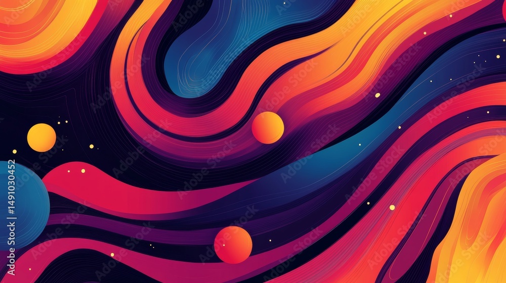 Poster harmonic waves of cosmic energy with abstract gradient background design