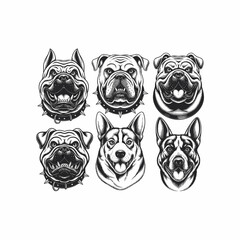 dog, dog head, animal, pet, illustration, puppy, vector, cartoon, cute, dachshund, beagle, canine, breed, black, white, isolated, drawing, mammal, friend, sitting, brown, retriever, hound, portrait, 