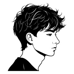 teenage boy side face portrait set nine variations youthful expressions hairstyles detailed profile vectors perfect for character design and youth branding