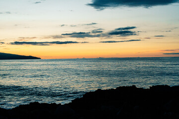 Panoramic View of the Mountains and Coastline of the Azores Islands