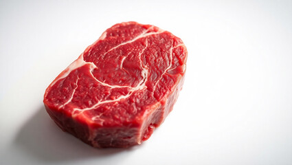 Fresh Raw Beef Steak on White Background &ndash; High-Quality Still Life Photography

