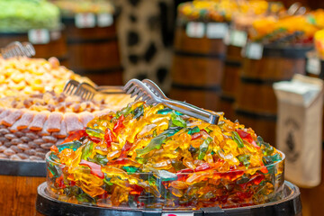 Various types of sweets at an Istanbul bazaar, Turkey