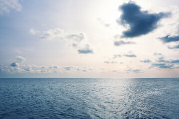 Seascape, sea view and cloudy sky