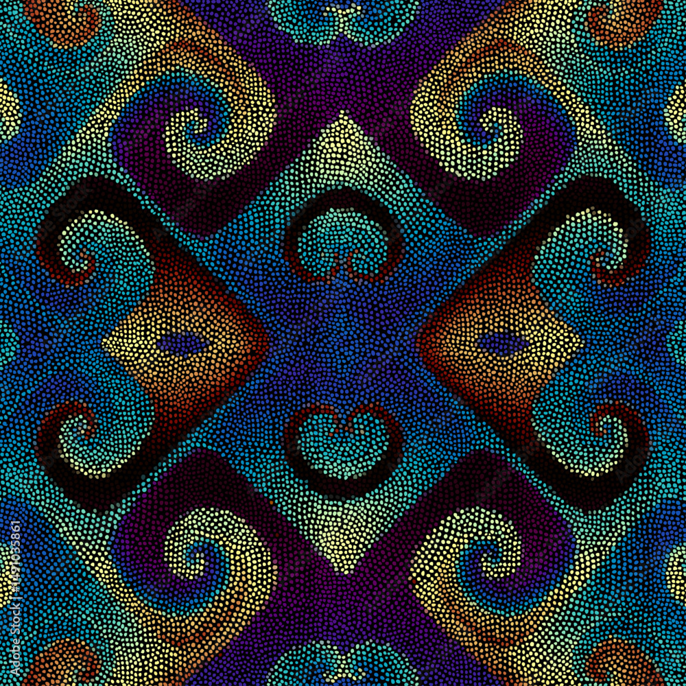 Poster Mosaic dots ornament pattern like textured background. Vector illustration. Seamless pattern