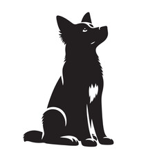 Black Silhouette Vector Illustration of Dog Sitting Upright