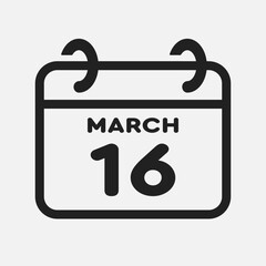 Icon page calendar day - 16 March