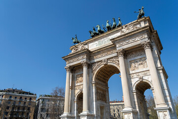 The Porta Sempione in Milan on a sunny day