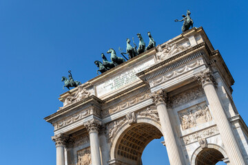 The Porta Sempione in Milan on a sunny day
