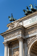 The Porta Sempione in Milan on a sunny day