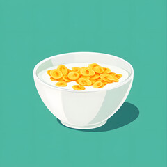 Nutritious breakfast with milk and cornflakes vector illustration for healthy lifestyle concepts