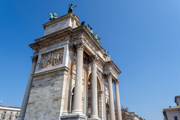 The Porta Sempione in Milan on a sunny day