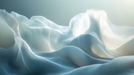 Fototapeta premium Delicate, flowing fabric draped in soft, light hues.