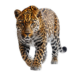 Obraz premium Jaguar walking isolated on black background wildlife animal predator cat on transparent background