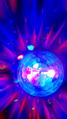 Dark abstract background with neon glow, light disco ball,