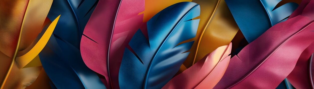 Vibrant colorful feather textures close-up display.