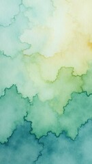 Obraz premium Abstract watercolor landscape in green and yellow hues with organic patterns